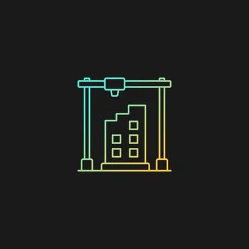 3d printed building design gradient vector icon for dark theme Ilustración de archivo