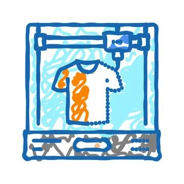 3d printed clothes future technology icon doodle illustration Stock Illustration