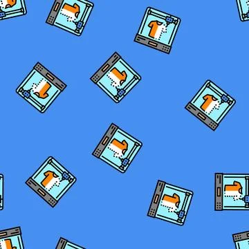 3d printed clothes future technology vector seamless pattern Stock Illustration