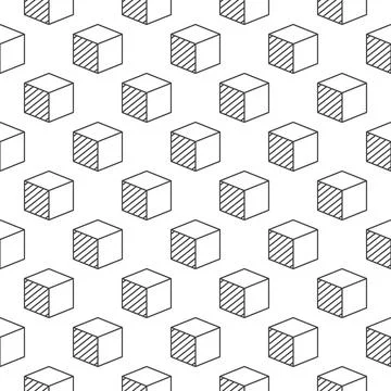 3D Printed Cube geometric pattern - vector seamless background 스톡 일러스트