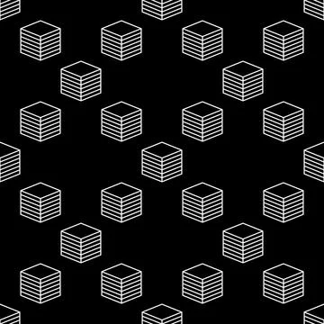 3D Printed Cube vector Additive Manufacturing thin line seamless pattern Stock Illustration
