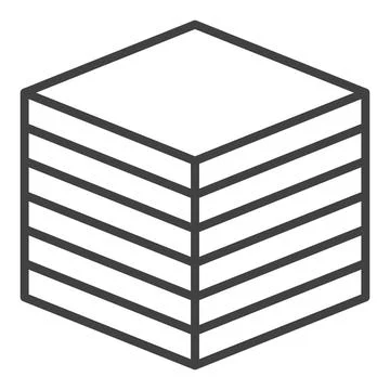 3D Printed Cube vector Additive Manufacturing thin line icon or symbol Stock Illustration
