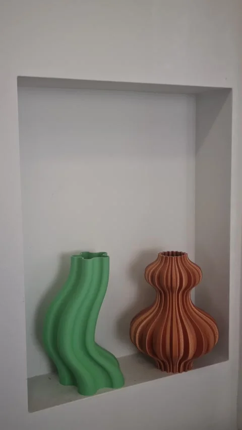 3D Printed Decorative Vases in Minimalist Interior Stock Footage 344032314