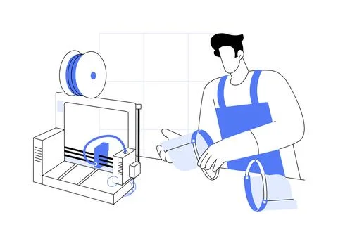 3D printed face shields abstract concept vector illustration. Stock Illustration