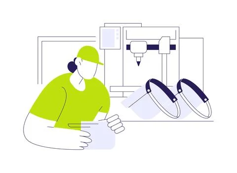 3D printed face shields isolated cartoon vector illustrations. 스톡 일러스트