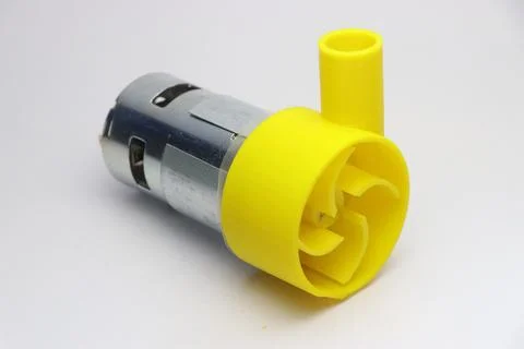 3D printed frame attached to a motor that makes a centrifugal water pump Stock Photos