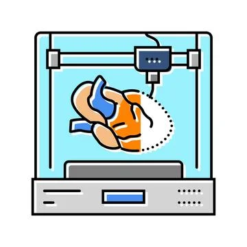 3d printed human organ future technology color icon vector illustration Illustrazione stock