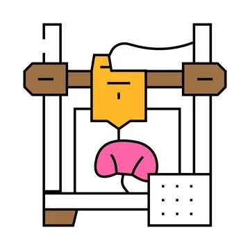 3d printed human organ future technology icon color illustration 库存插图