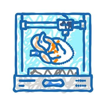 3d printed human organ future technology icon doodle illustration Stock Illustration