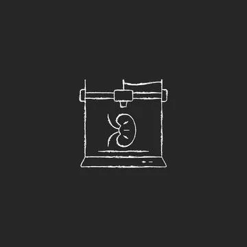 3d printed kidney chalk white icon on dark background Stock Illustration