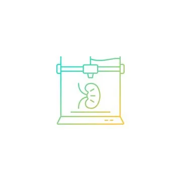 3d printed kidney gradient linear vector icon Stock Illustration