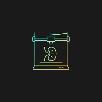 3d printed kidney gradient vector icon for dark theme Stock Illustration