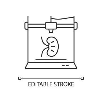 3d printed kidney linear icon Stock Illustration