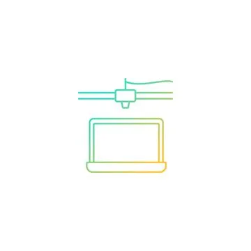 3d printed laptop gradient linear vector icon Stock Illustration