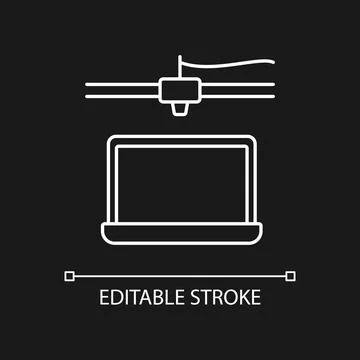 3d printed laptop white linear icon for dark theme Stockillustratie