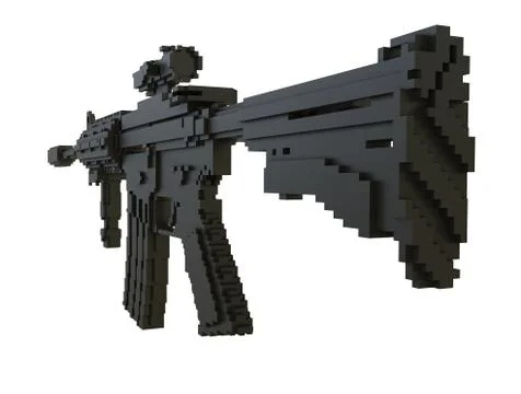 3d printed machine gun isolated Illustrazione stock
