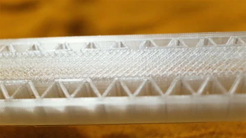 3D printed model close-up. Transparent plastic, mesh. Real time Stock Footage 108750917