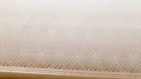 3D printed model extremely close-up. Transparent plastic, mesh, real time Stock Footage 108750952