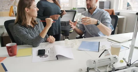 3d printed model of geodesic dome creative engineers showing Business woman Stock Footage 59111851