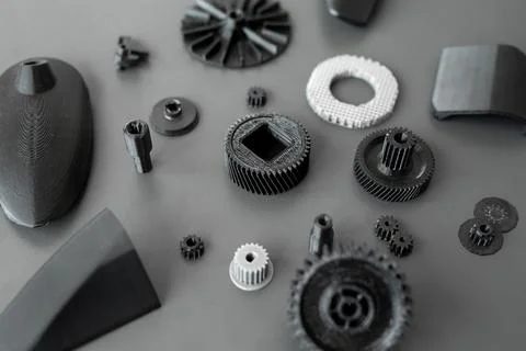 3d printed objects on the table in the laboratory. Stock Photos
