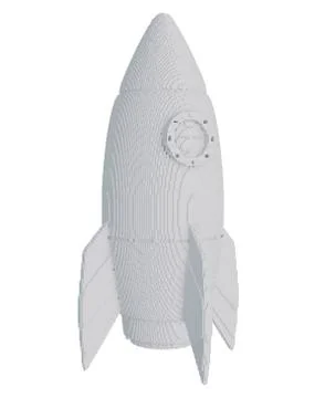 3d printed rocket isolated on white background Stock Illustration