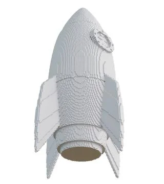 3d printed rocket isolated on white background Stock Illustration
