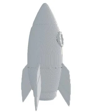 3d printed rocket isolated on white background Stock Illustration