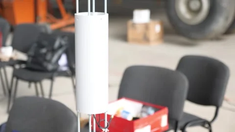 3D printed satelite device and rocket mech Stock Footage 297549428