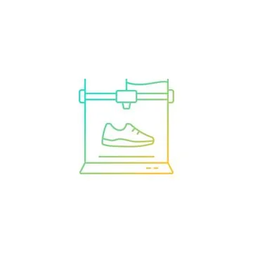 3d printed shoes gradient linear vector icon Stock Illustration