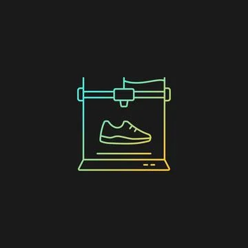 3d printed shoes gradient vector icon for dark theme Stock Illustration