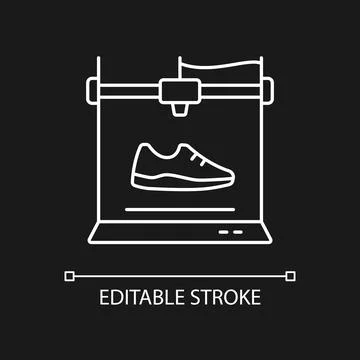 3d printed shoes white linear icon for dark theme Stock Illustration