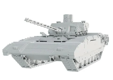 3d printed tank isolated on white background Illustrazione stock