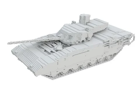 3d printed tank isolated on white background Stock Illustration
