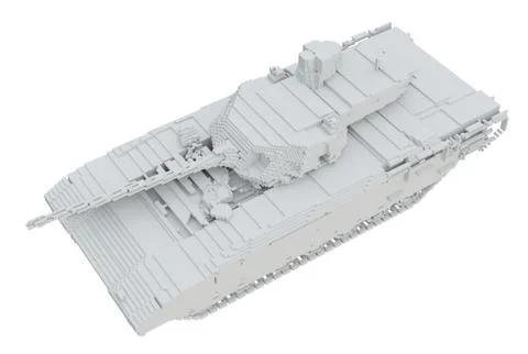 3d printed tank isolated on white background Stock Illustration