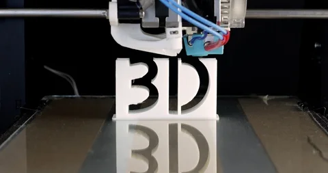 3D printed text time lapse, image sequence. Close-up of a 3d printer machine Stock Footage 129462052