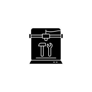 3d printed tools black glyph icon Stock Illustration