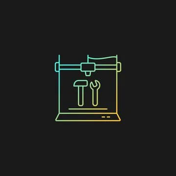 3d printed tools gradient vector icon for dark theme Stock Illustration