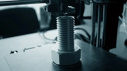 3D printer 3D printer printing object close-up 3D printer printing model blue Video stock 331180799