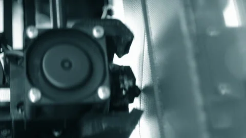 3D printer 3D printer printing object close-up printing model blue Vertical Stock Footage 331181629