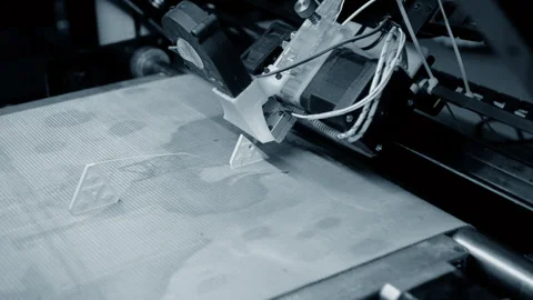 3D printer 3D printer printing object close-up 3D printer printing model white Video stock 331181819