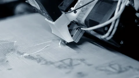3D printer 3D printer printing object close-up 3D printer printing model white Stock Footage 331181928