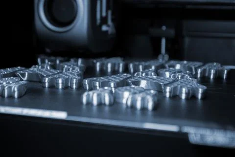 3D printer 3D printer printing object close-up printing model black color Stock Photos