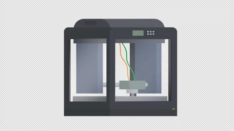 3D printer. 3D printing animation. Cartoon Stock Footage 154419514