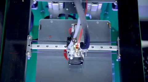 3D printer from above. 3D printer working. Top view Stock Footage 68142616