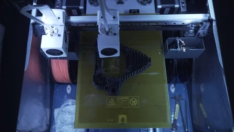 3D printer ABS plastic print, design manufacturing, cnc, machine, model Stock Footage 88997727