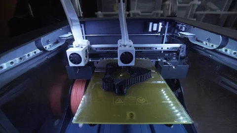 3D printer ABS plastic print, design manufacturing, cnc, machine, model Stock Footage 89003016