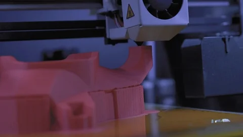 3D printer ABS plastic print, design manufacturing, cnc, machine, model Stock Footage 120370461