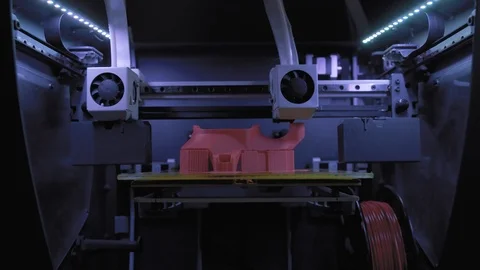 3D printer ABS plastic print, design manufacturing, cnc, machine, model Stock Footage 120370593