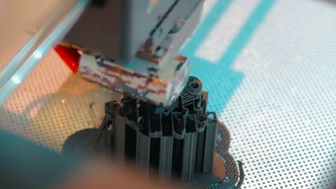3D Printer in action close up Stock Footage 117574277