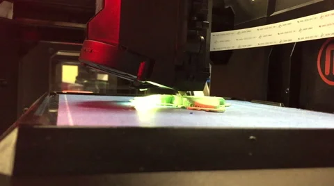 3d printer in action side view with audio Stock Footage 49952396